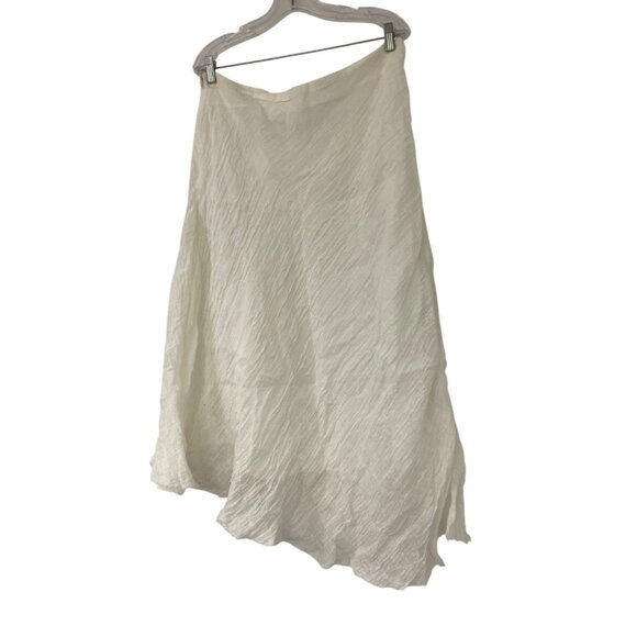 Zara Womens Skirt Large White Linen Lined Asymmetric Midi A-Line 2548/104 NWT - Picture 2 of 14